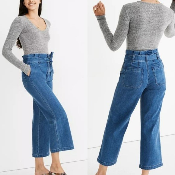 Madewell Denim - Madewell Paperbag Wide Leg Jeans in Flannigan Wash AA574 Size 26